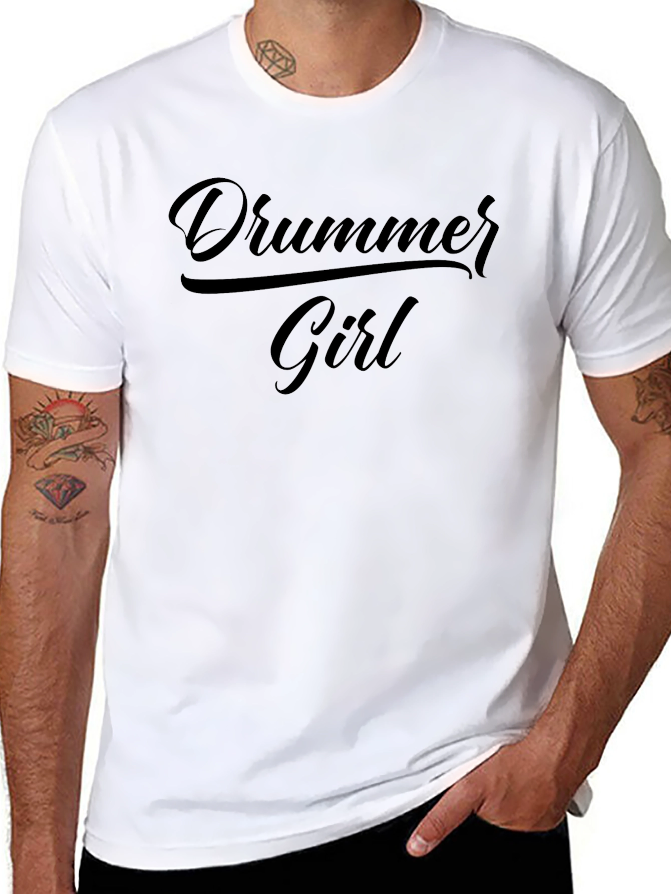 Drummer Girl Black T-Shirt