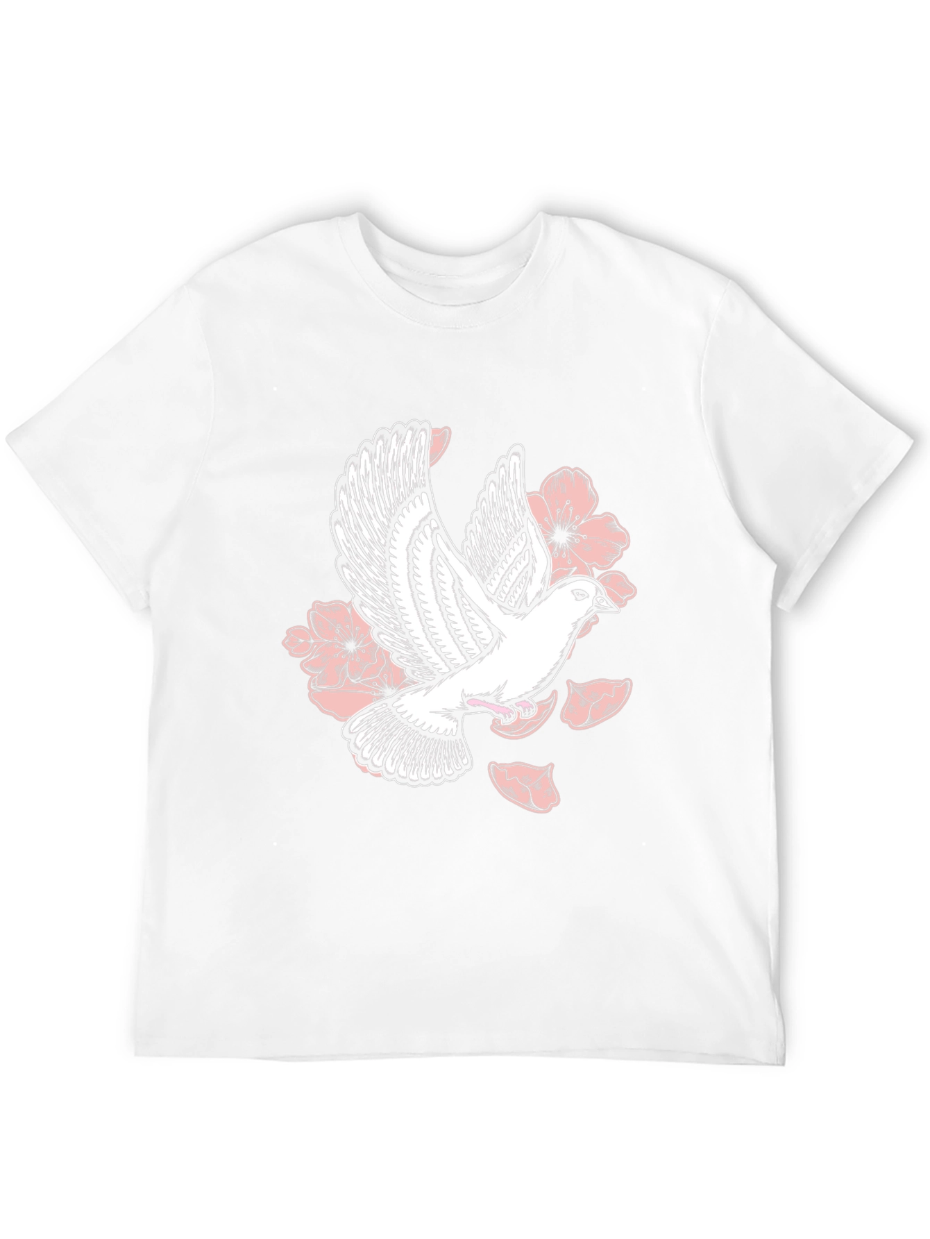 Dove & Floral Graphic Black T-Shirt
