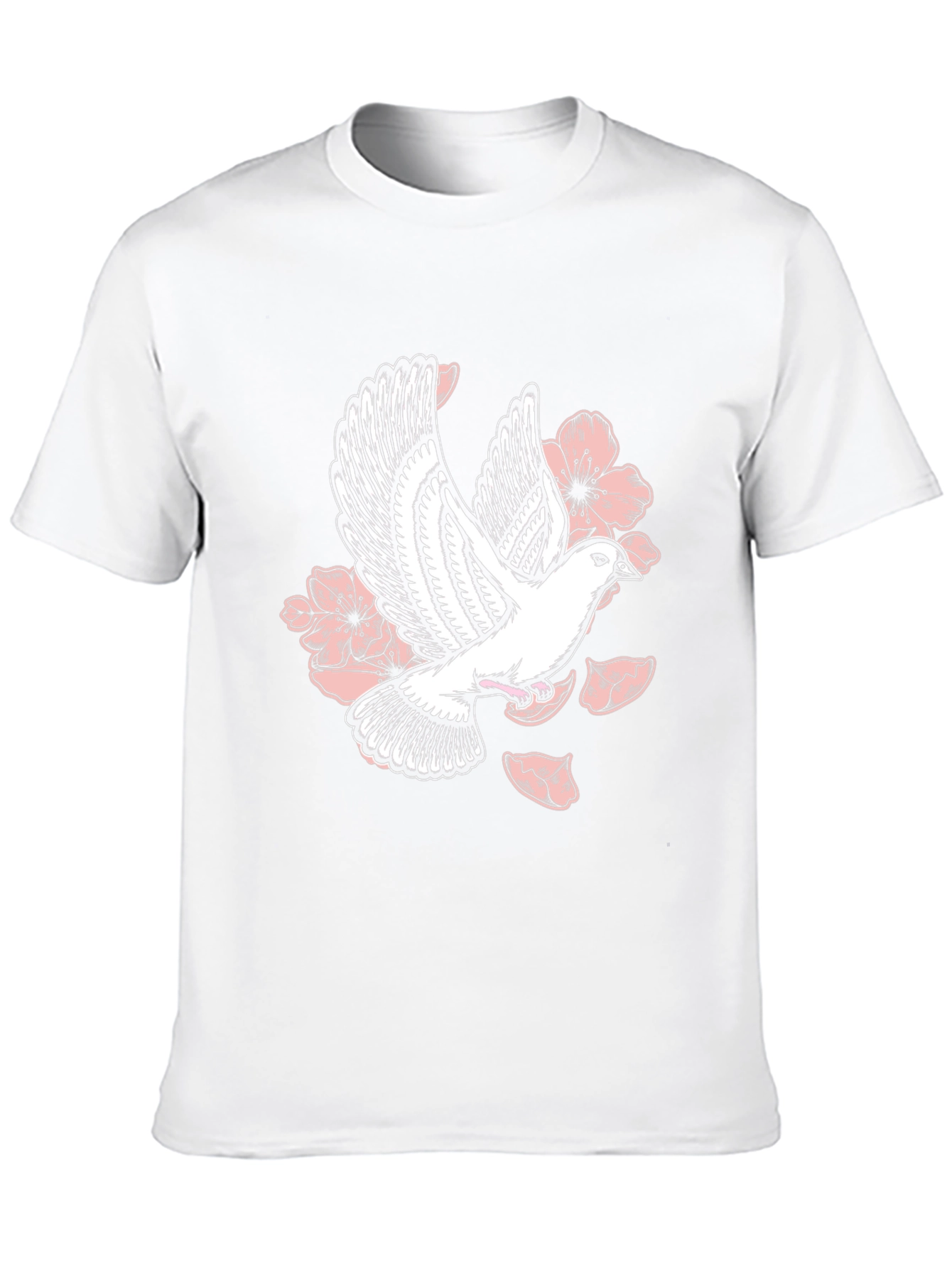 Dove & Floral Graphic Black T-Shirt