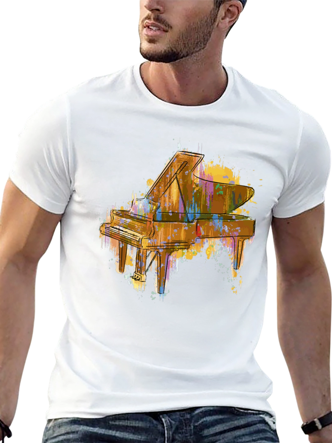 Abstract Piano Graphic Tee - Stylish Music Lover Shirt