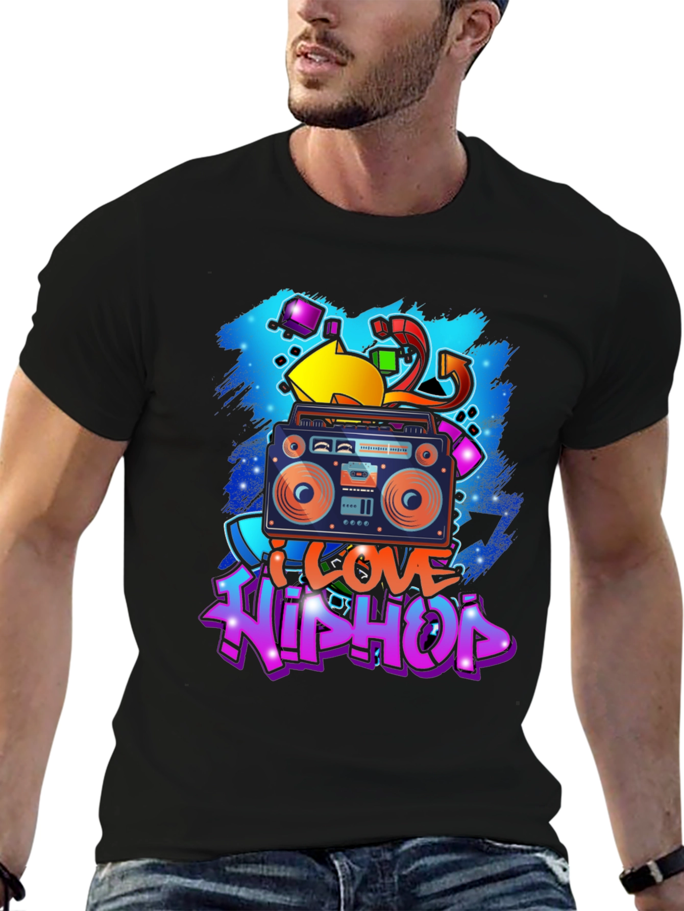 I Love Hip Hop Graphic T-Shirt - Boombox