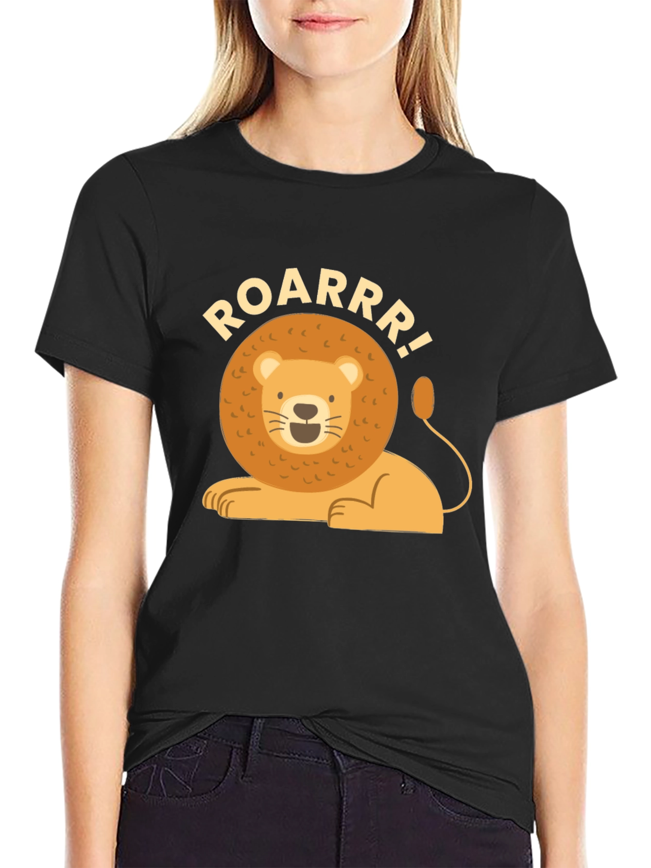 Roar! Lion Graphic Tee - Stylish Black T-Shirt