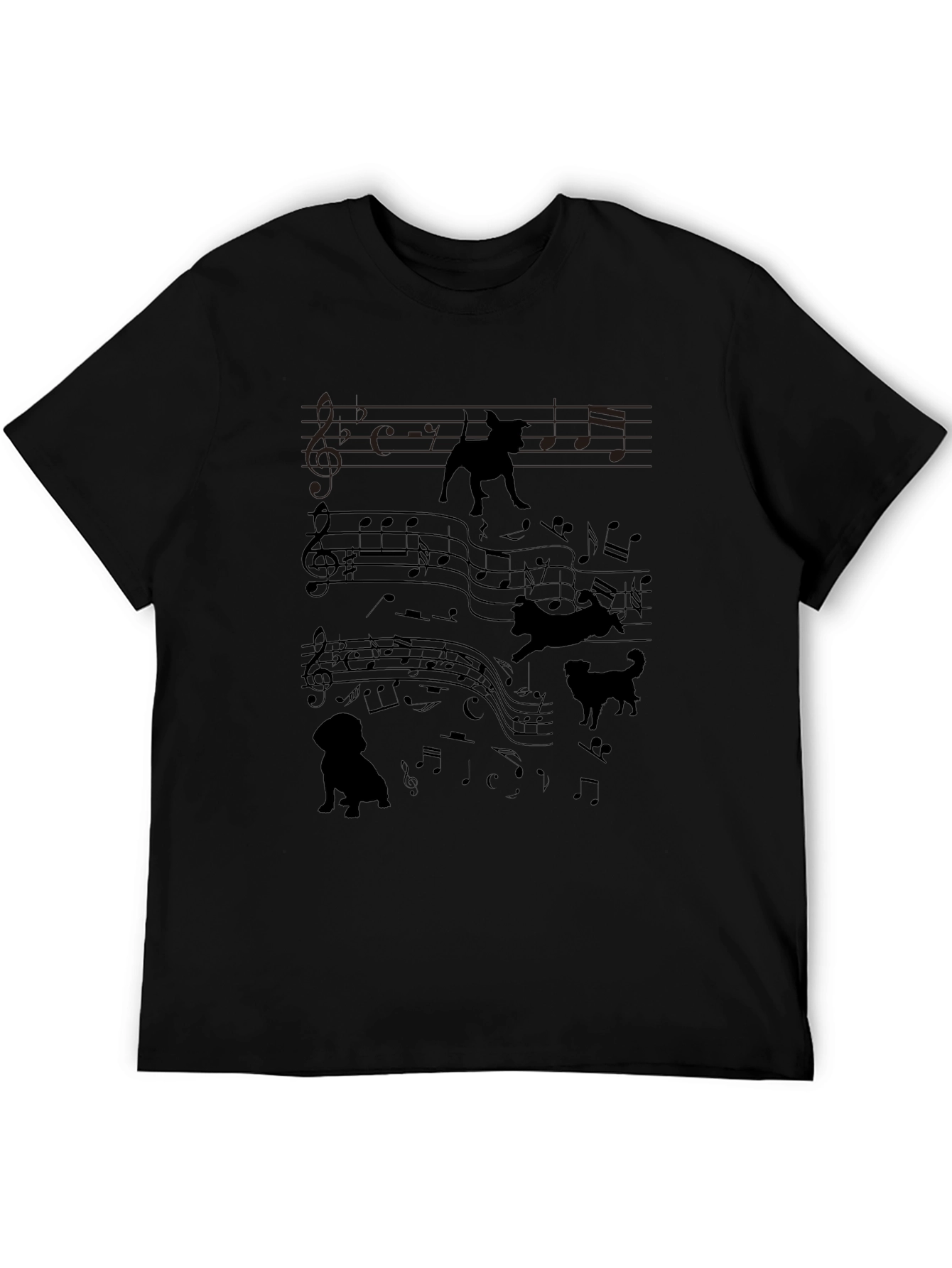 Musical Dogs Graphic Tee - Black Cotton Blend