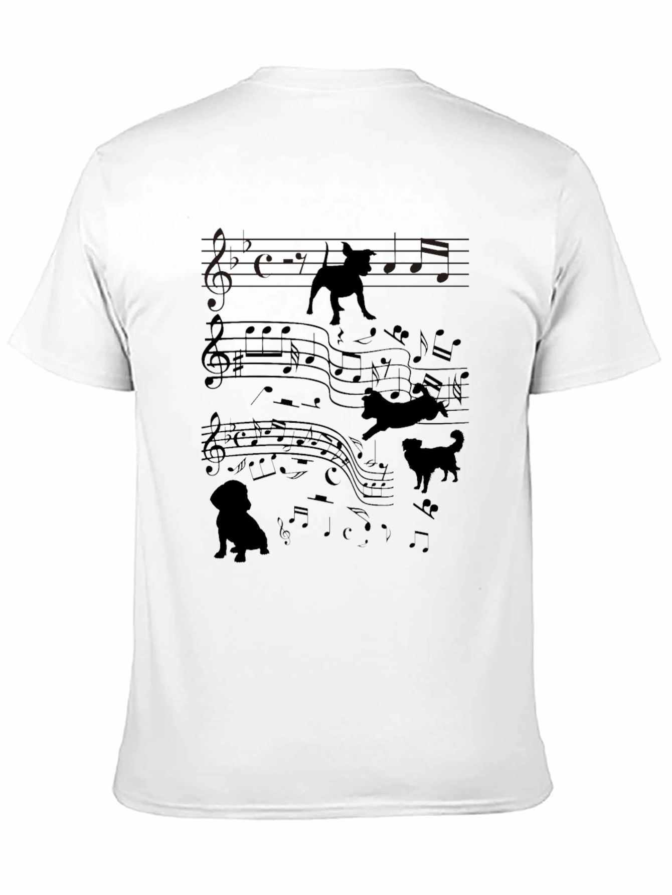 Musical Dogs Graphic Tee - Black Cotton Blend