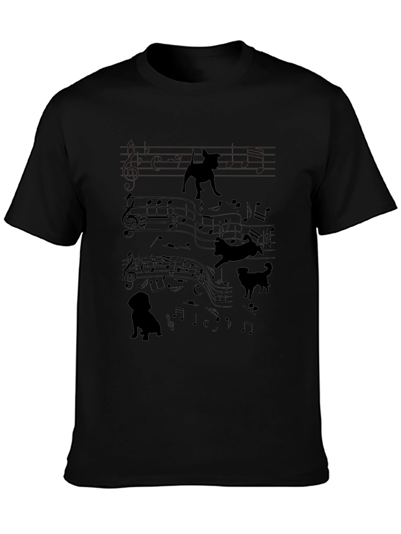 Musical Dogs Graphic Tee - Black Cotton Blend