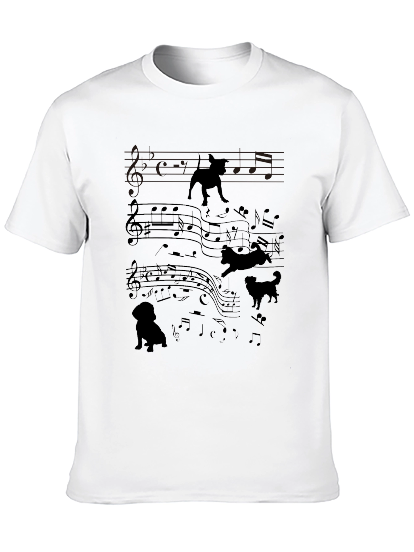 Musical Dogs Graphic Tee - Black Cotton Blend