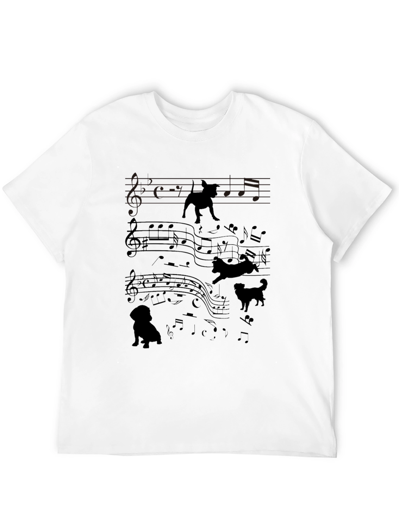 Musical Dogs Graphic Tee - Black Cotton Blend