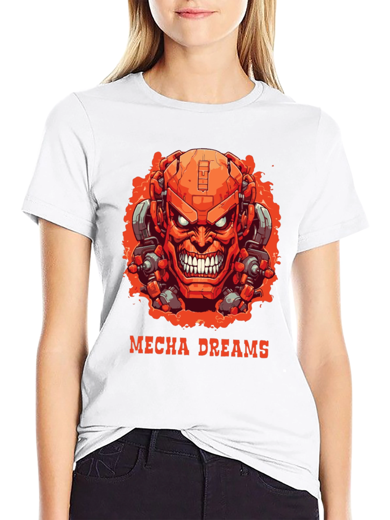 Mecha Dreams Graphic Tee - Robot Head T-Shirt