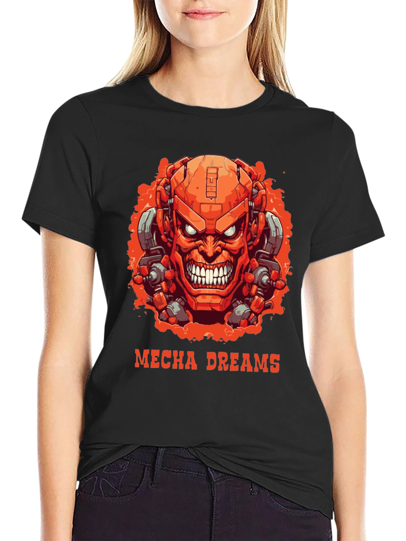 Mecha Dreams Graphic Tee - Robot Head T-Shirt