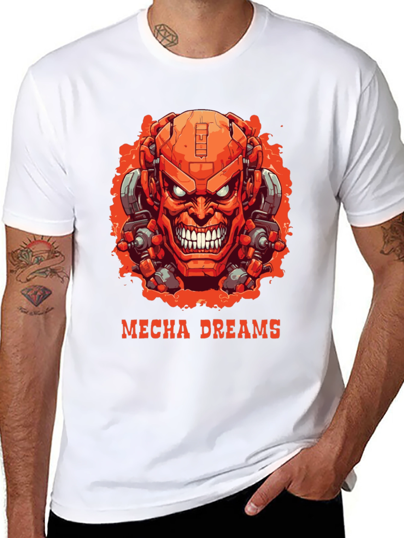 Mecha Dreams Graphic Tee - Robot Head T-Shirt
