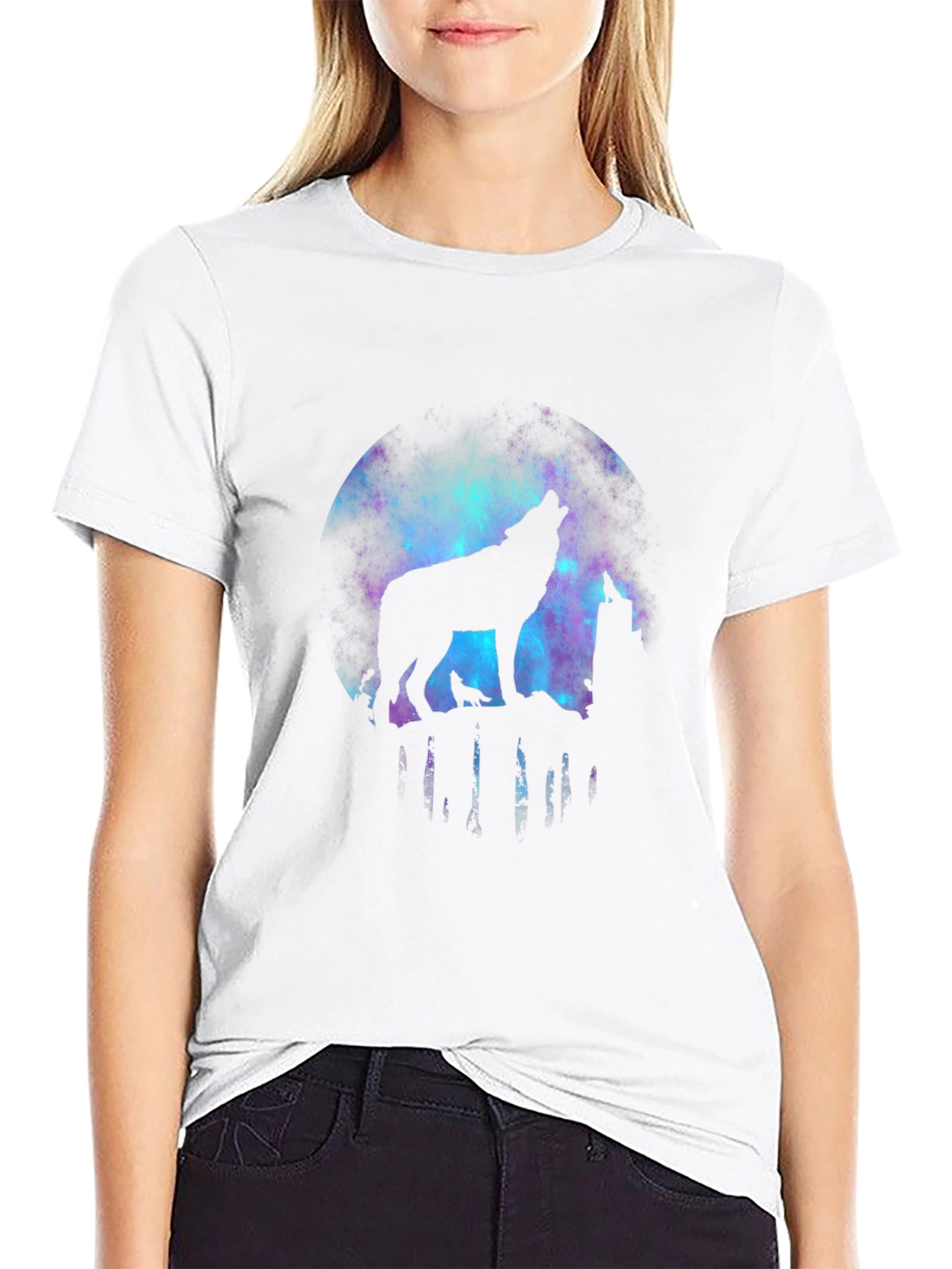 Wolf Galaxy T-Shirt - Mens Black Tee