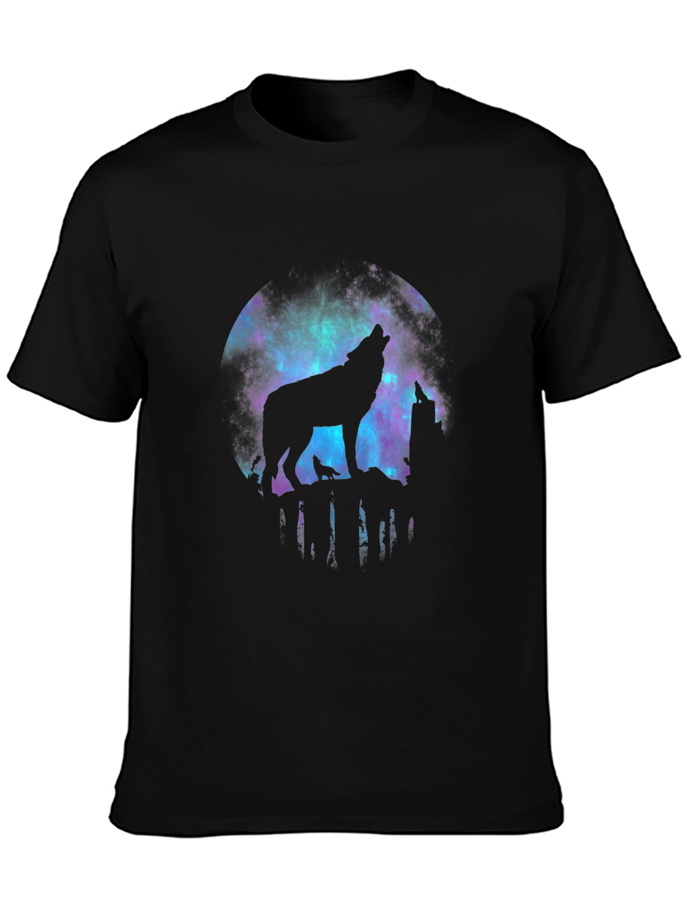 Wolf Galaxy T-Shirt - Mens Black Tee