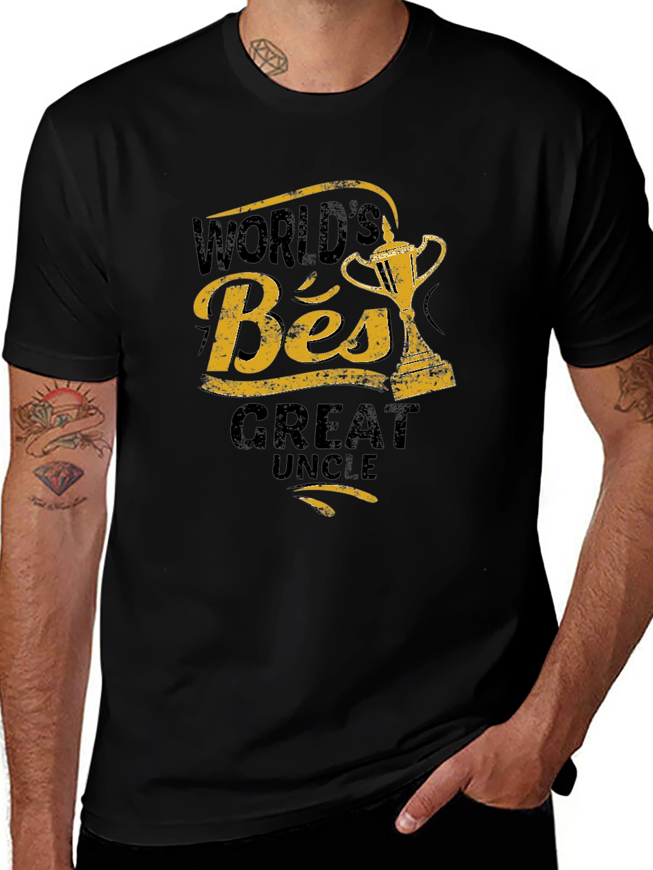 Worlds Best Great Uncle Black T-Shirt