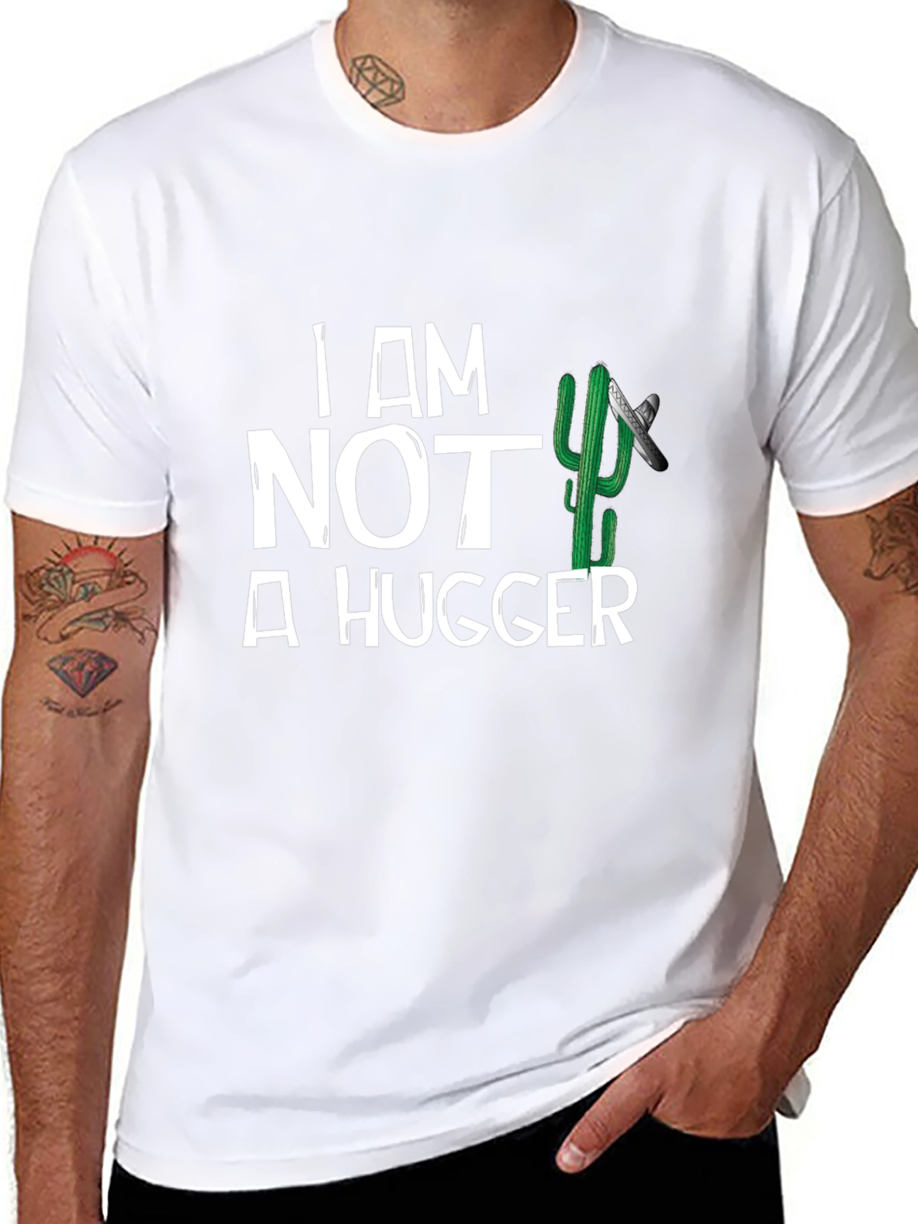 I am Not a Hugger T-Shirt Cactus Graphic Tee