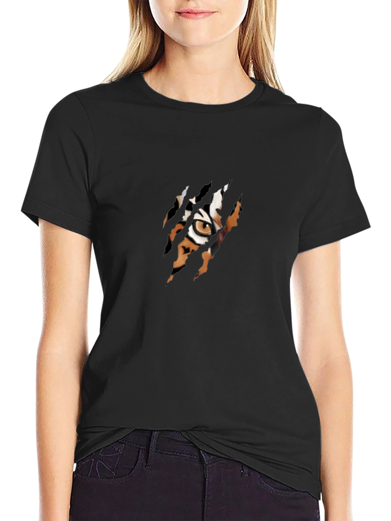 Tiger Eye Claw Rip T-Shirt - Unique Graphic Tee
