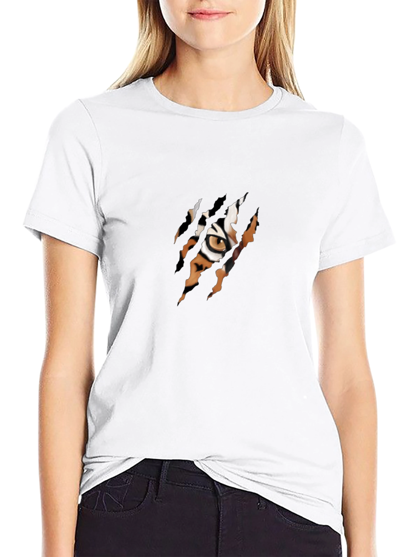 Tiger Eye Claw Rip T-Shirt - Unique Graphic Tee
