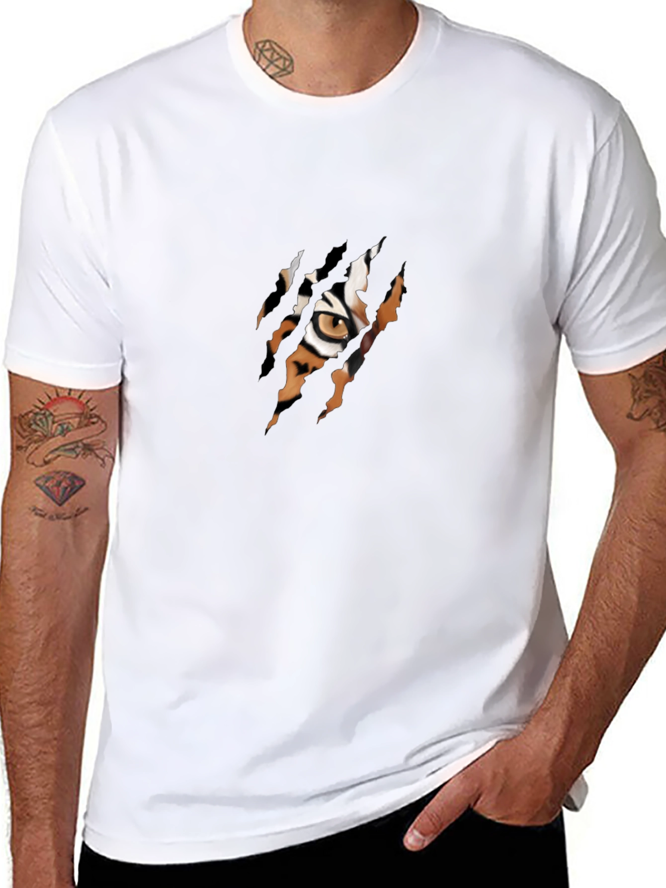 Tiger Eye Claw Rip T-Shirt - Unique Graphic Tee