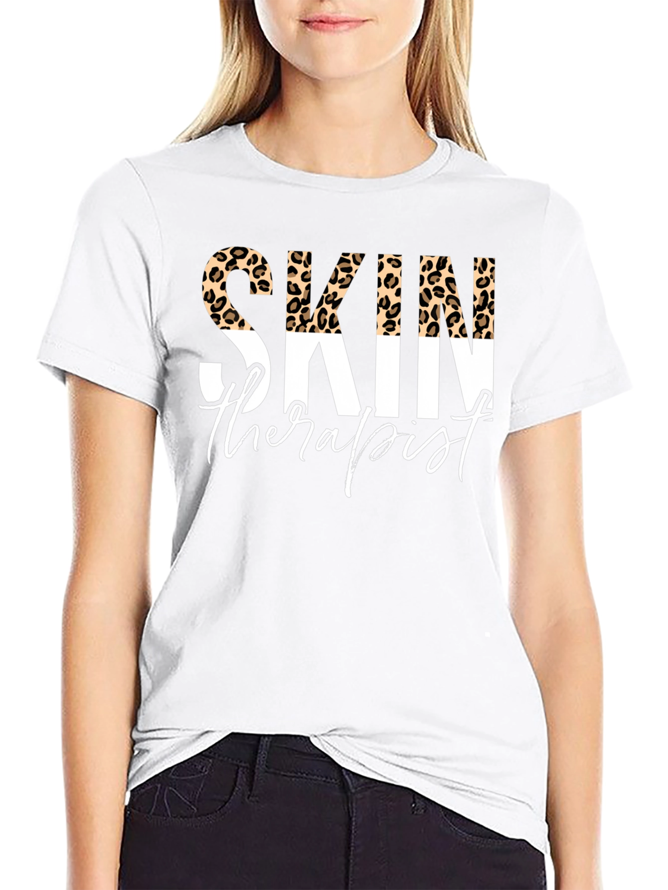 Skin Therapist Leopard Print Black T-Shirt