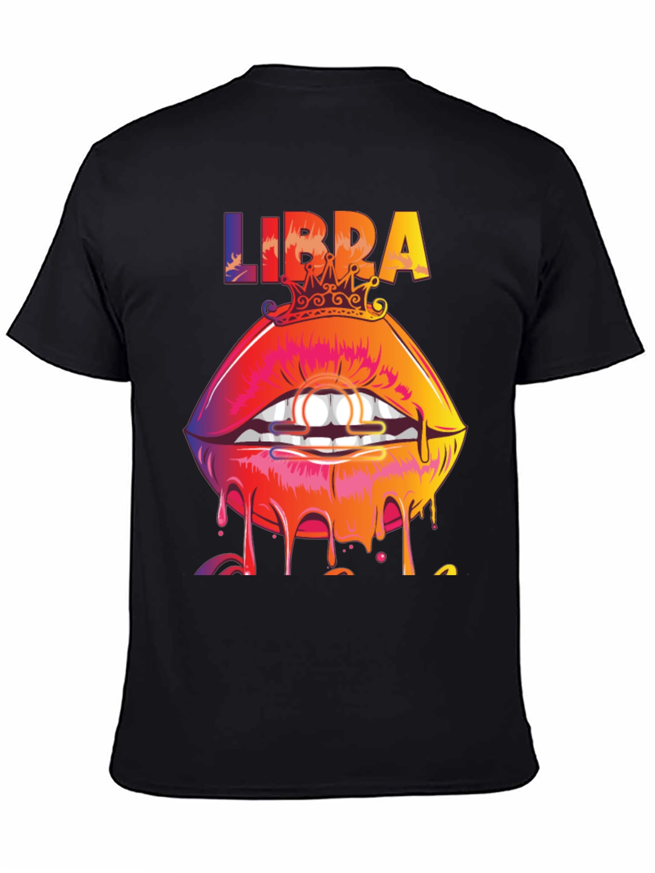 Libra Zodiac Lips Graphic Tee - Black