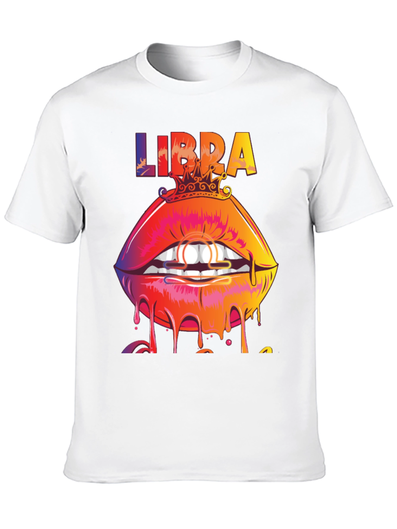 Libra Zodiac Lips Graphic Tee - Black