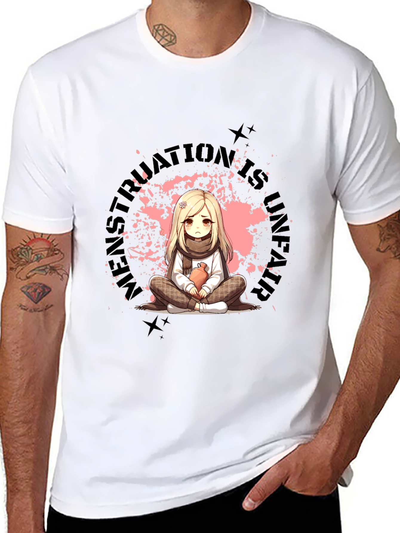 Black T-Shirt with Manga-Style Graphic