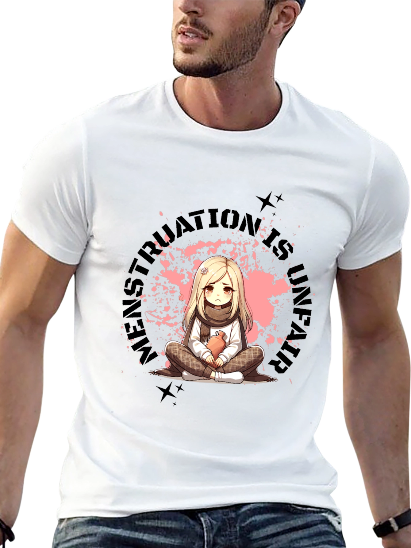 Black T-Shirt with Manga-Style Graphic
