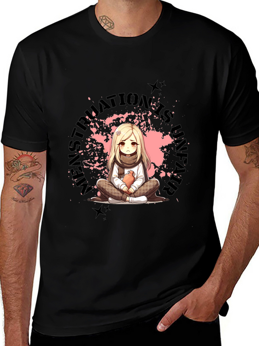 Black T-Shirt with Manga-Style Graphic