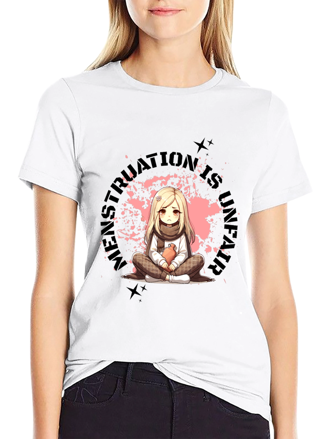 Black T-Shirt with Manga-Style Graphic