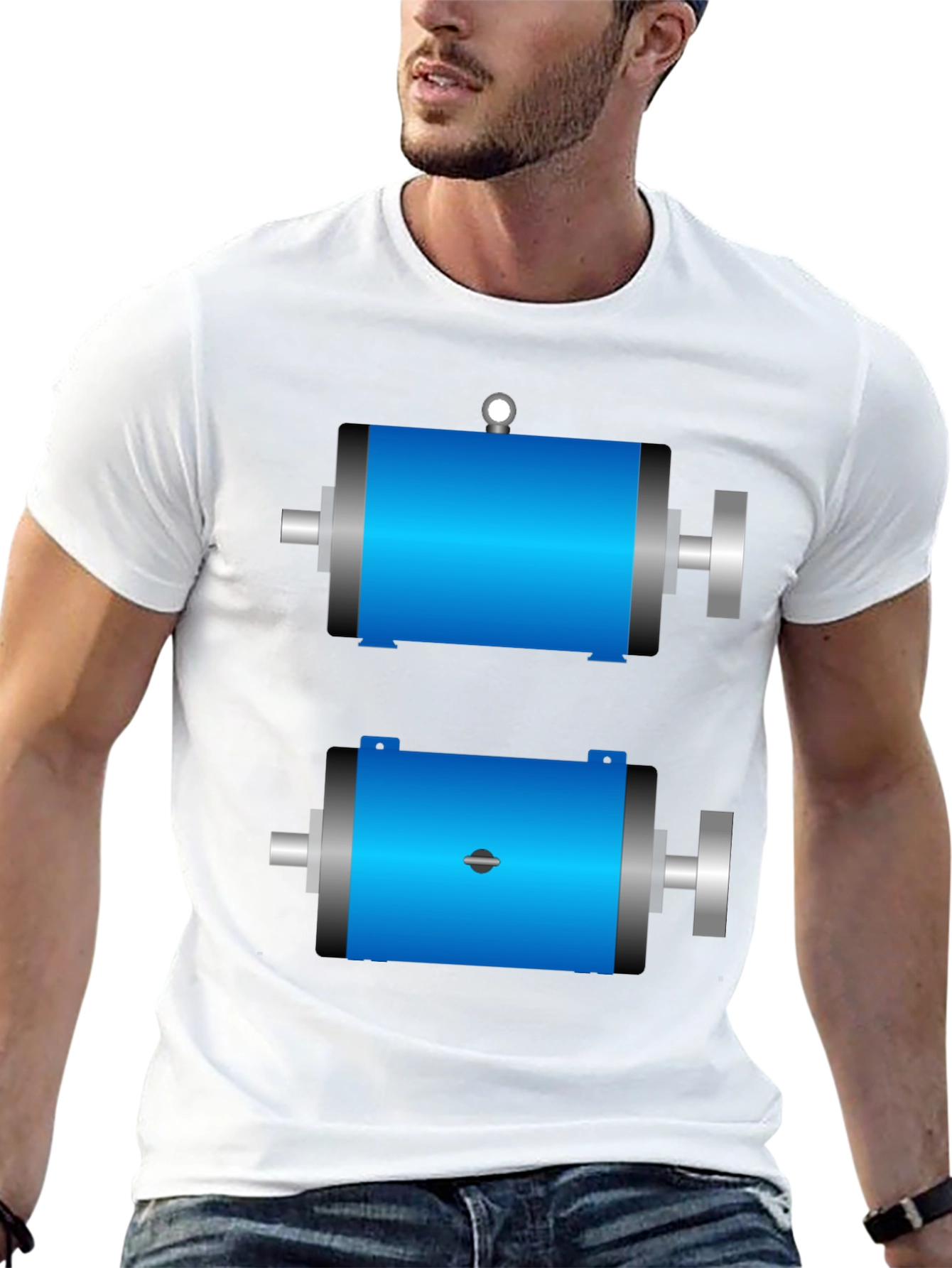 Mens Black T-Shirt with Motor Design