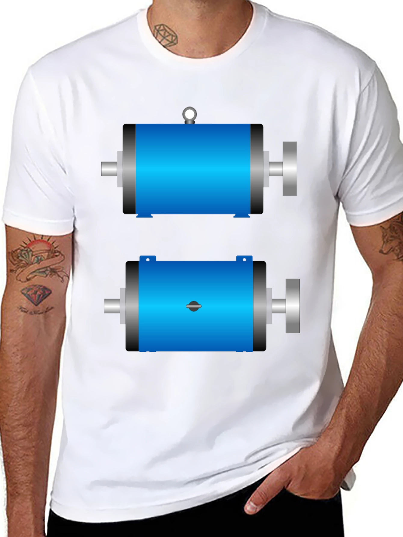 Mens Black T-Shirt with Motor Design