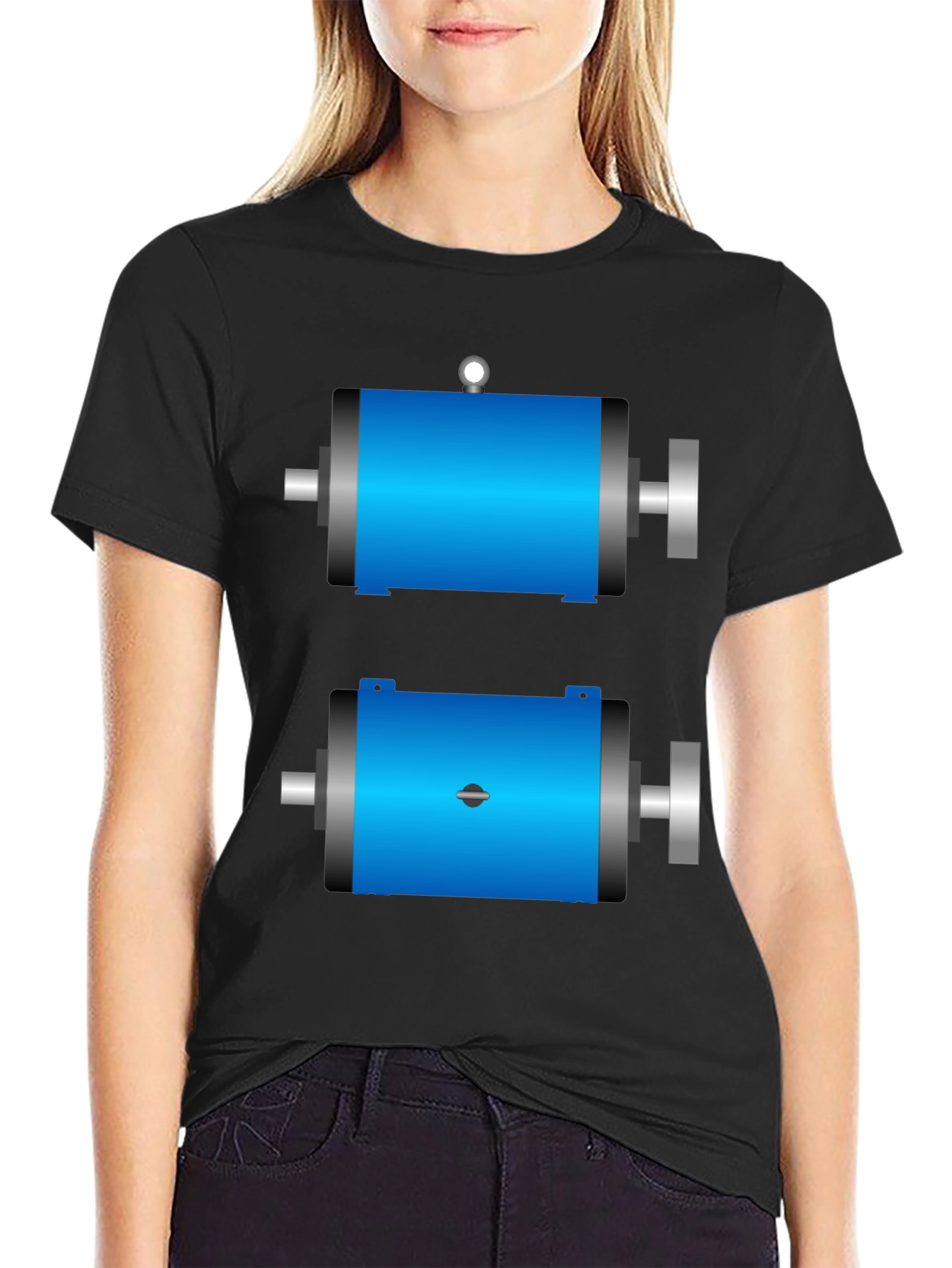 Mens Black T-Shirt with Motor Design