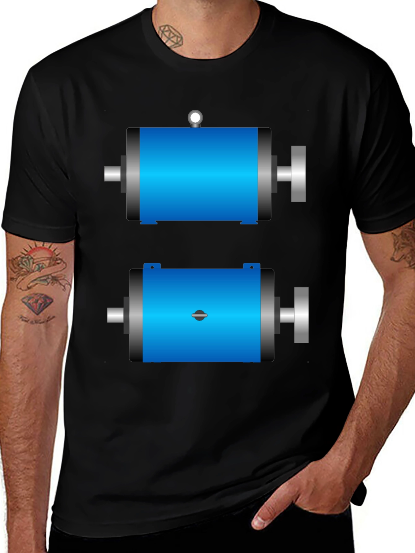 Mens Black T-Shirt with Motor Design