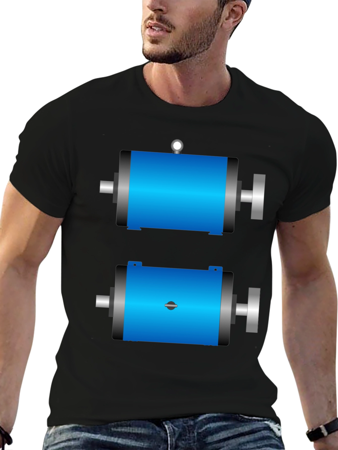 Mens Black T-Shirt with Motor Design
