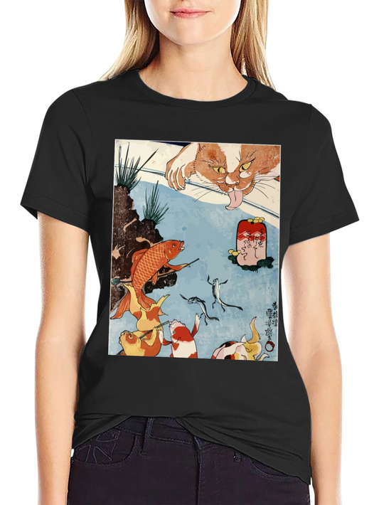 Cat & Koi Fish Art T-Shirt
