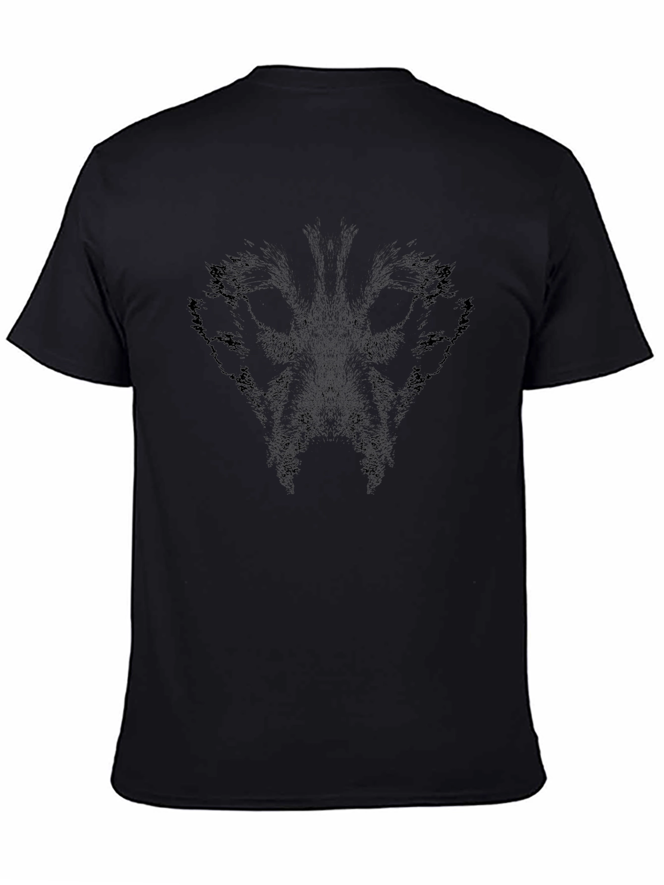 Black Graphic Tee - Abstract Animal Face