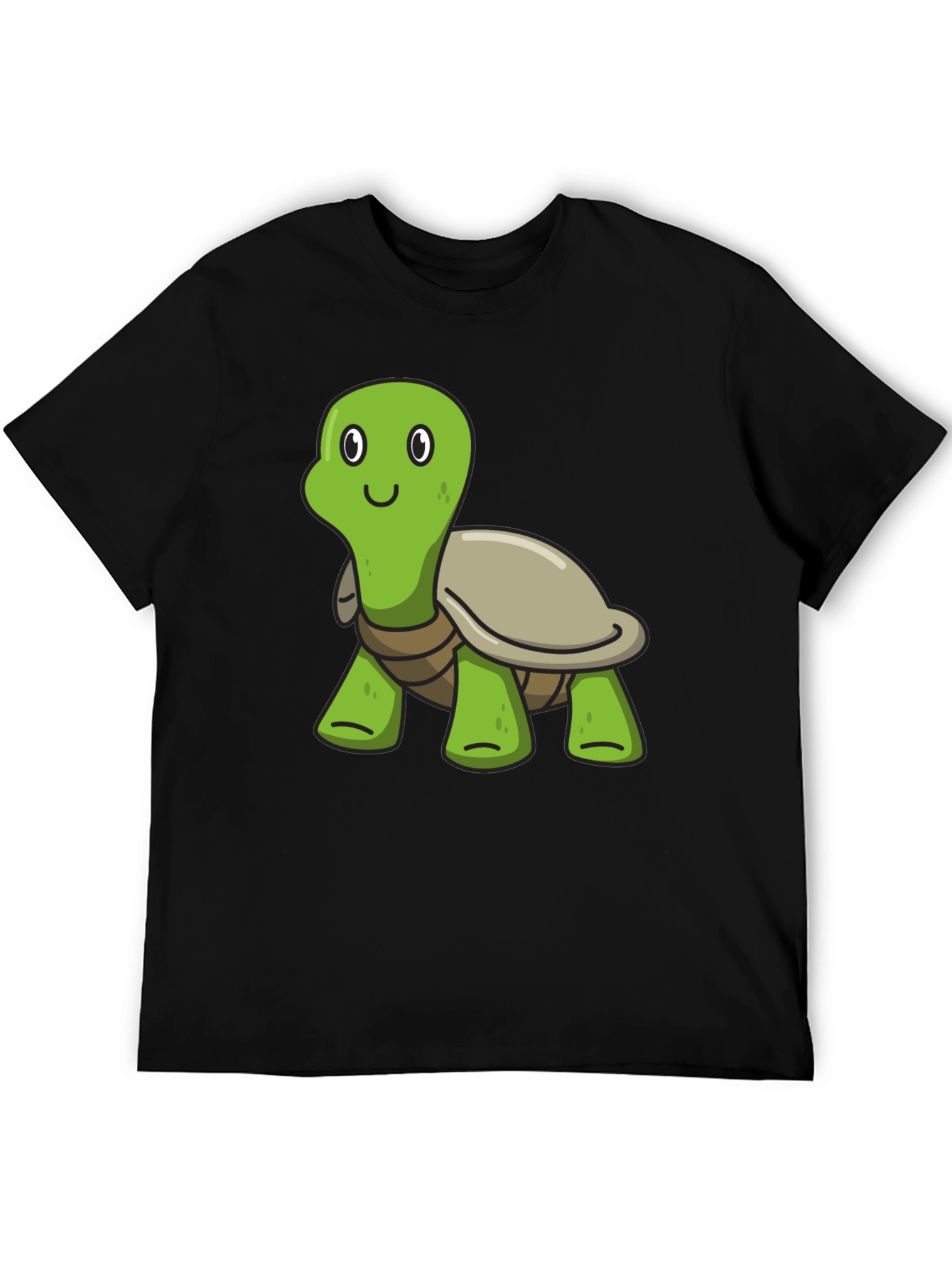 Cute Cartoon Turtle Black T-Shirt