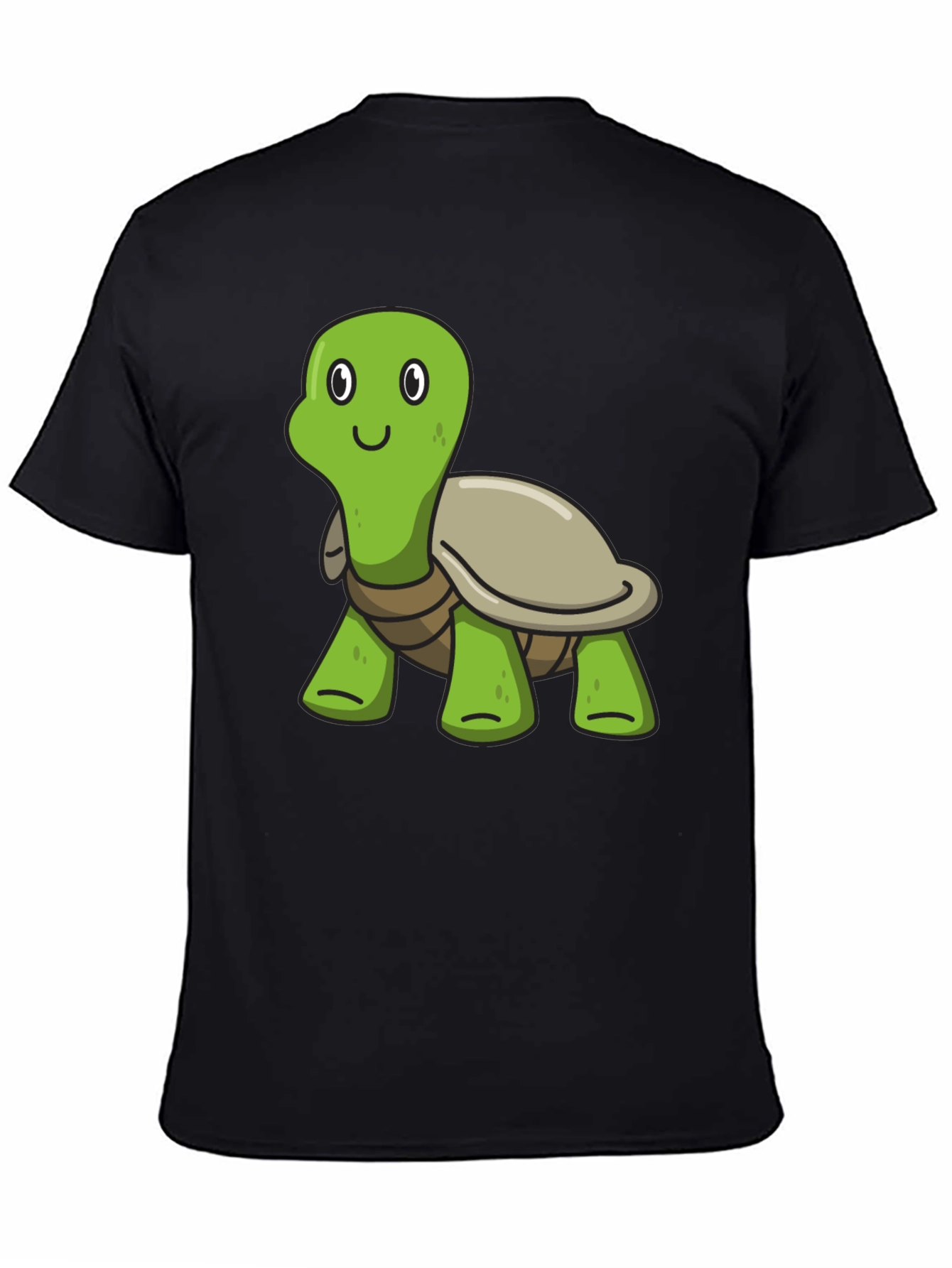 Cute Cartoon Turtle Black T-Shirt