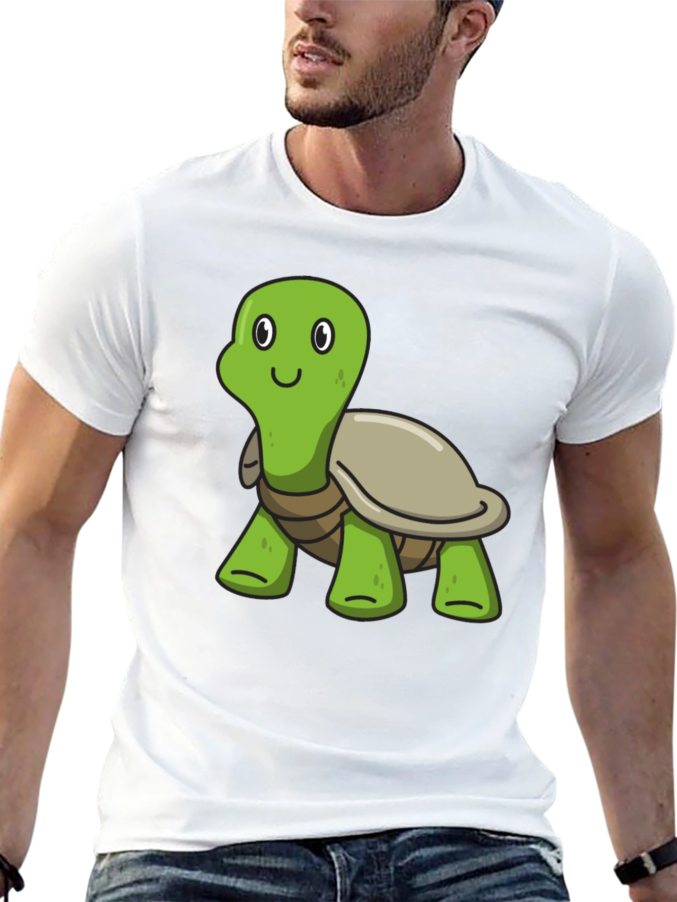 Cute Cartoon Turtle Black T-Shirt
