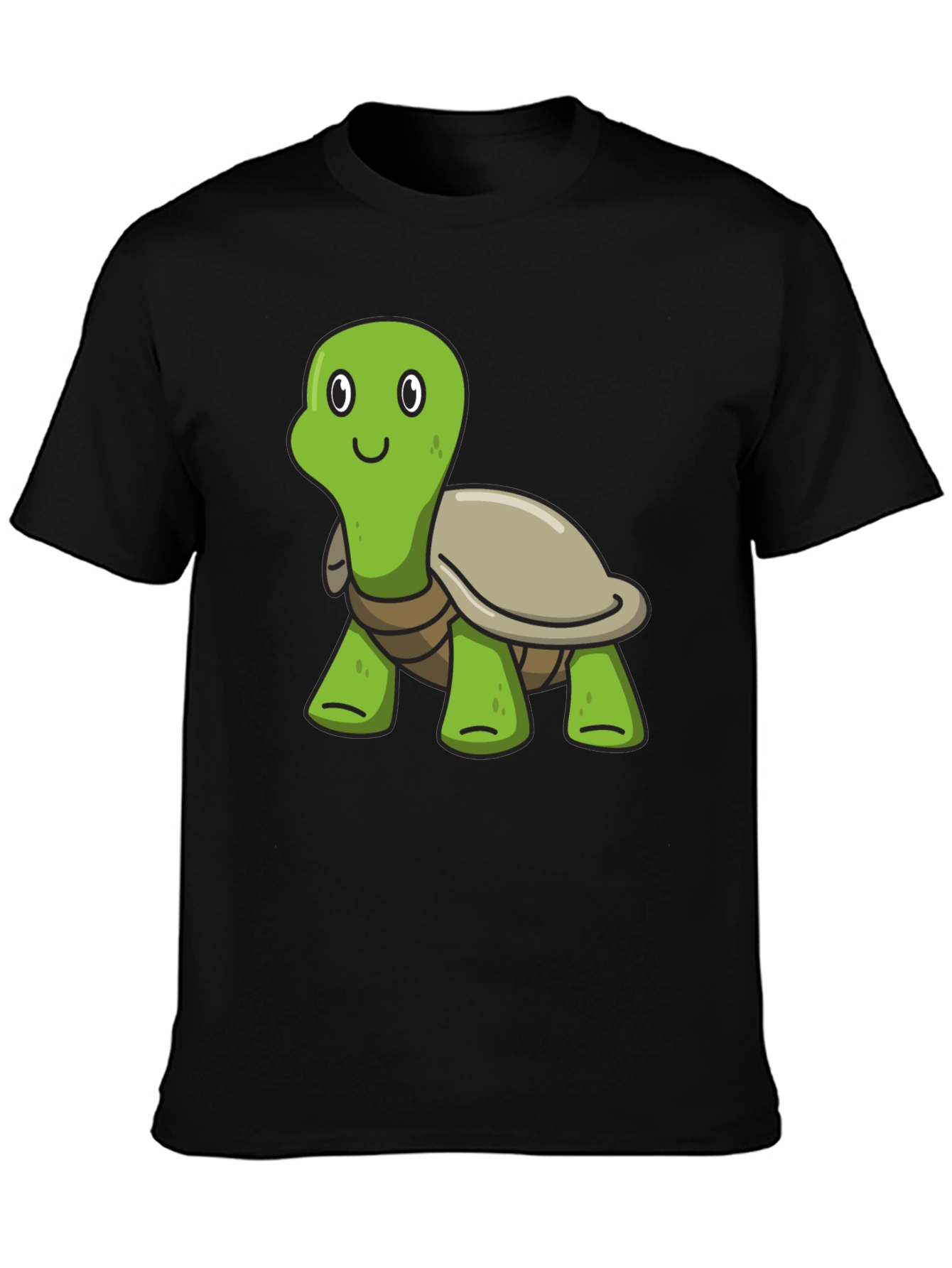 Cute Cartoon Turtle Black T-Shirt