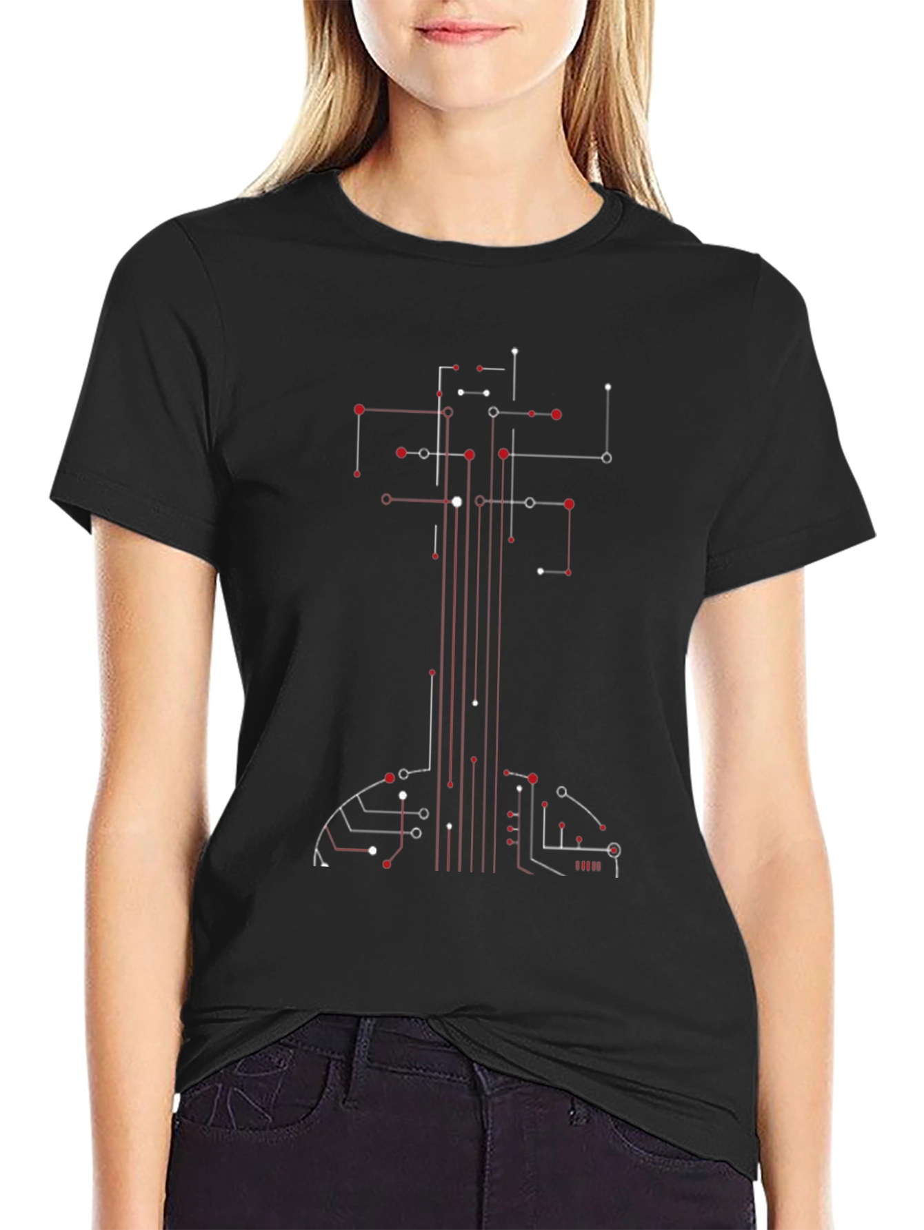 Abstract Circuit Guitar Graphic T-Shirt