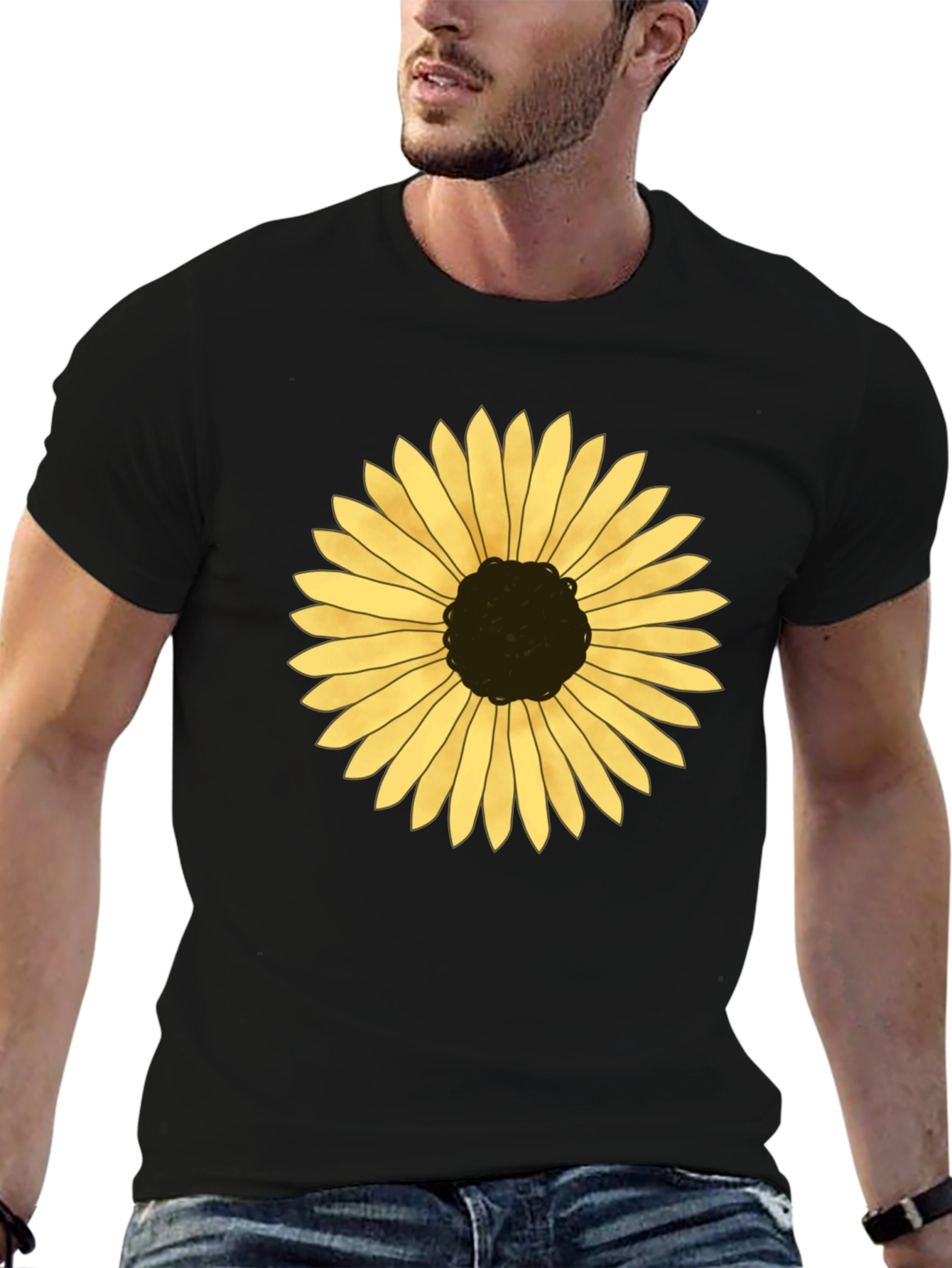 Sunflower Graphic T-Shirt - Black Cotton Blend Tee