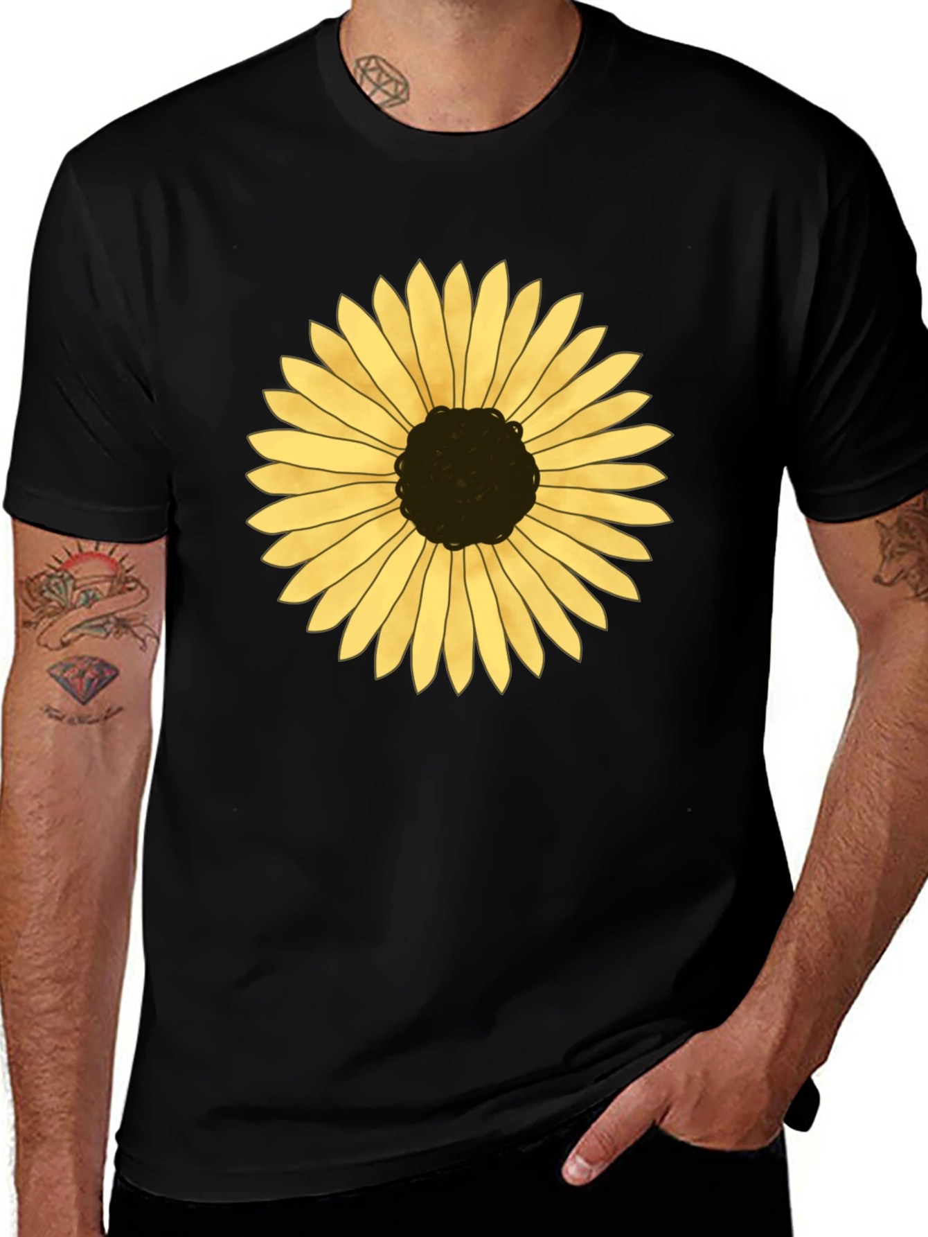 Sunflower Graphic T-Shirt - Black Cotton Blend Tee