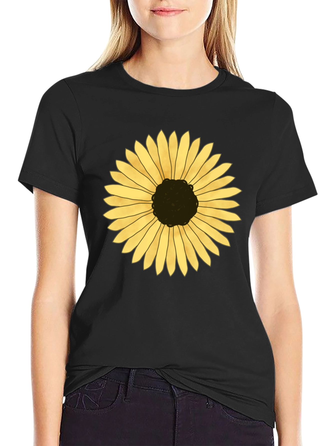 Sunflower Graphic T-Shirt - Black Cotton Blend Tee