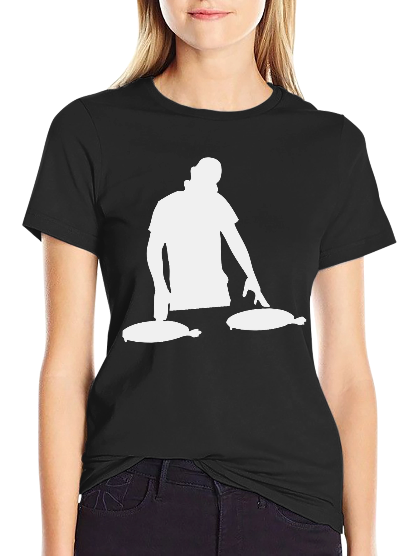 DJ Turntable Graphic Tee - Black Cotton Blend T-Shirt