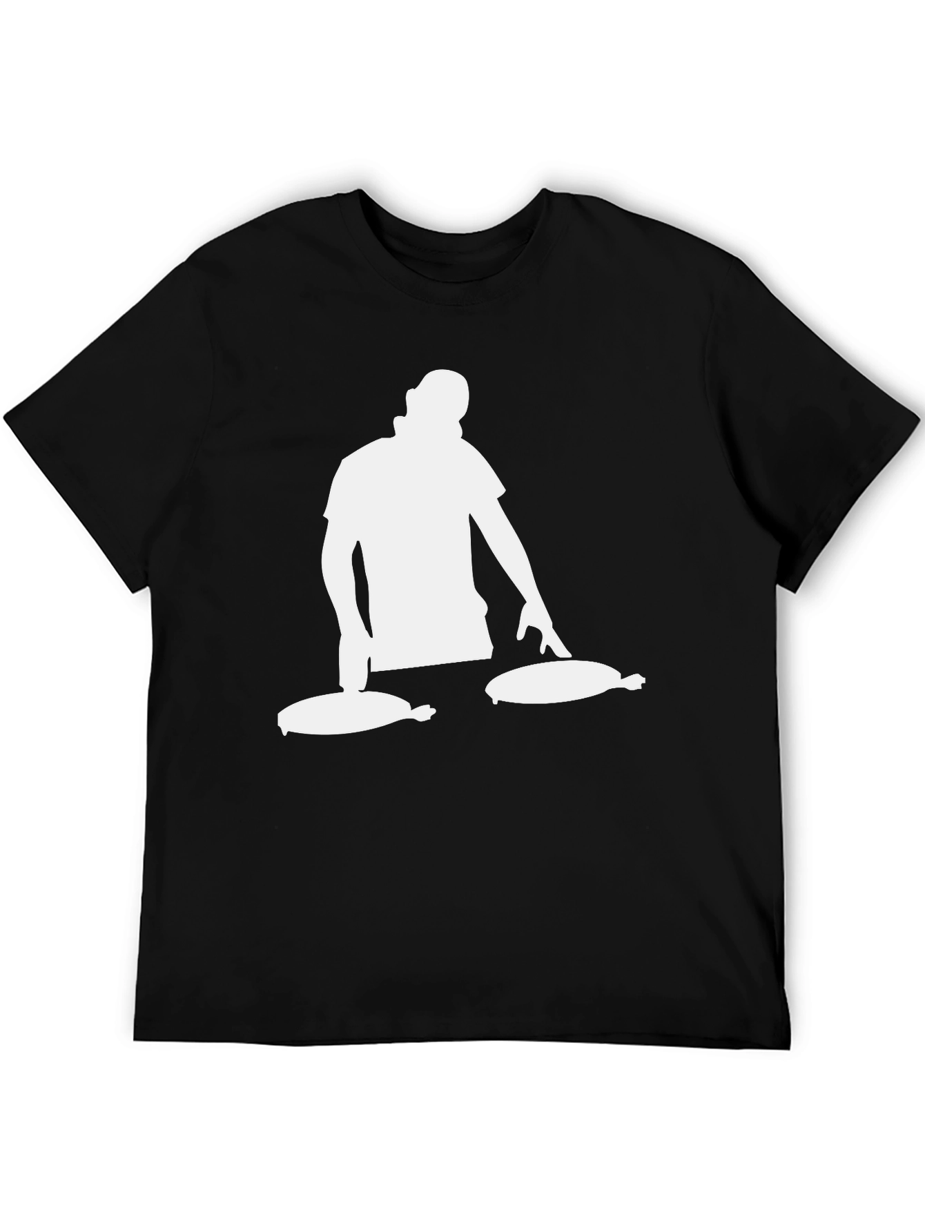DJ Turntable Graphic Tee - Black Cotton Blend T-Shirt