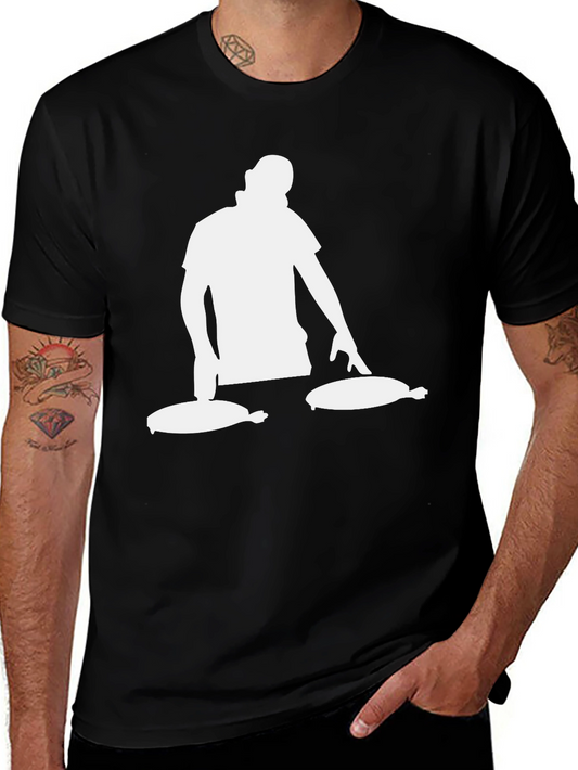DJ Turntable Graphic Tee - Black Cotton Blend T-Shirt