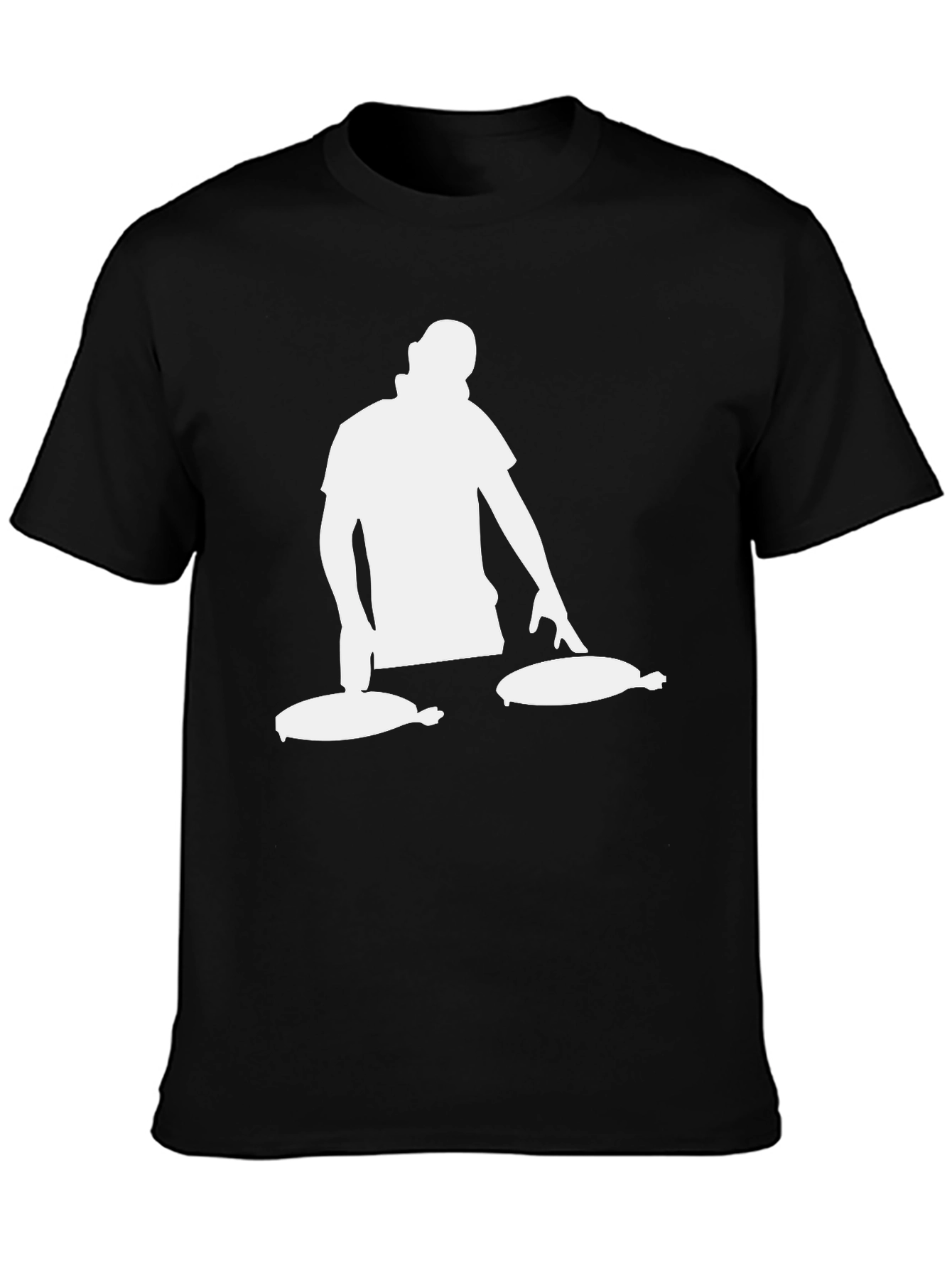 DJ Turntable Graphic Tee - Black Cotton Blend T-Shirt