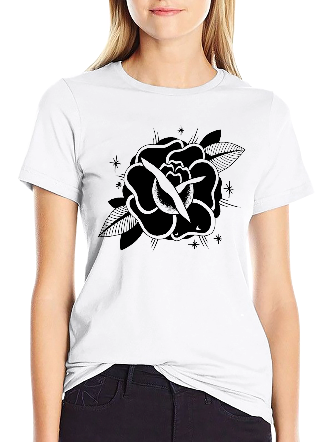 Black Rose Graphic Tee - Stylish Mens T-Shirt