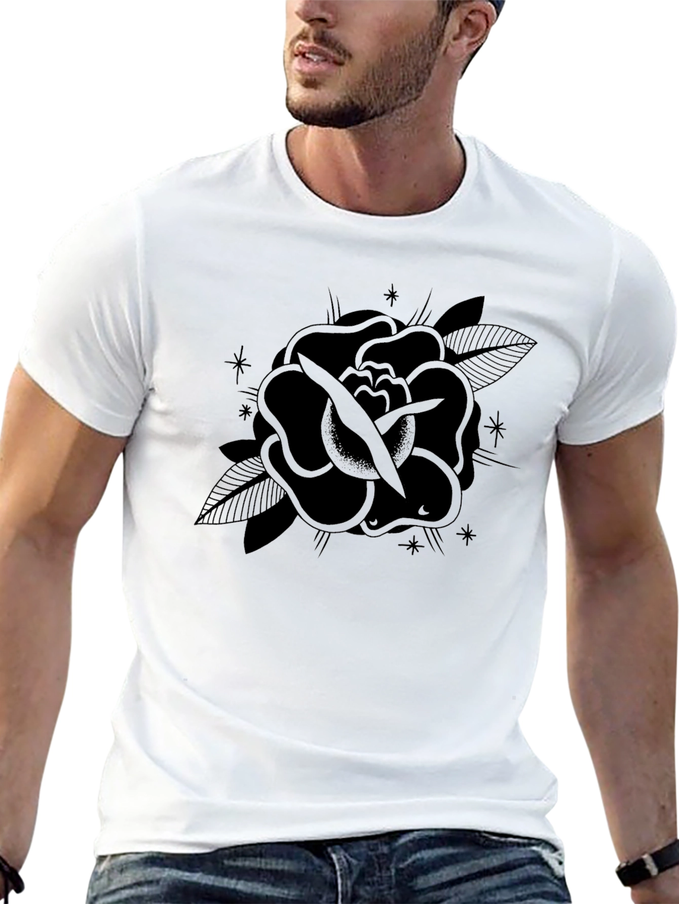 Black Rose Graphic Tee - Stylish Mens T-Shirt