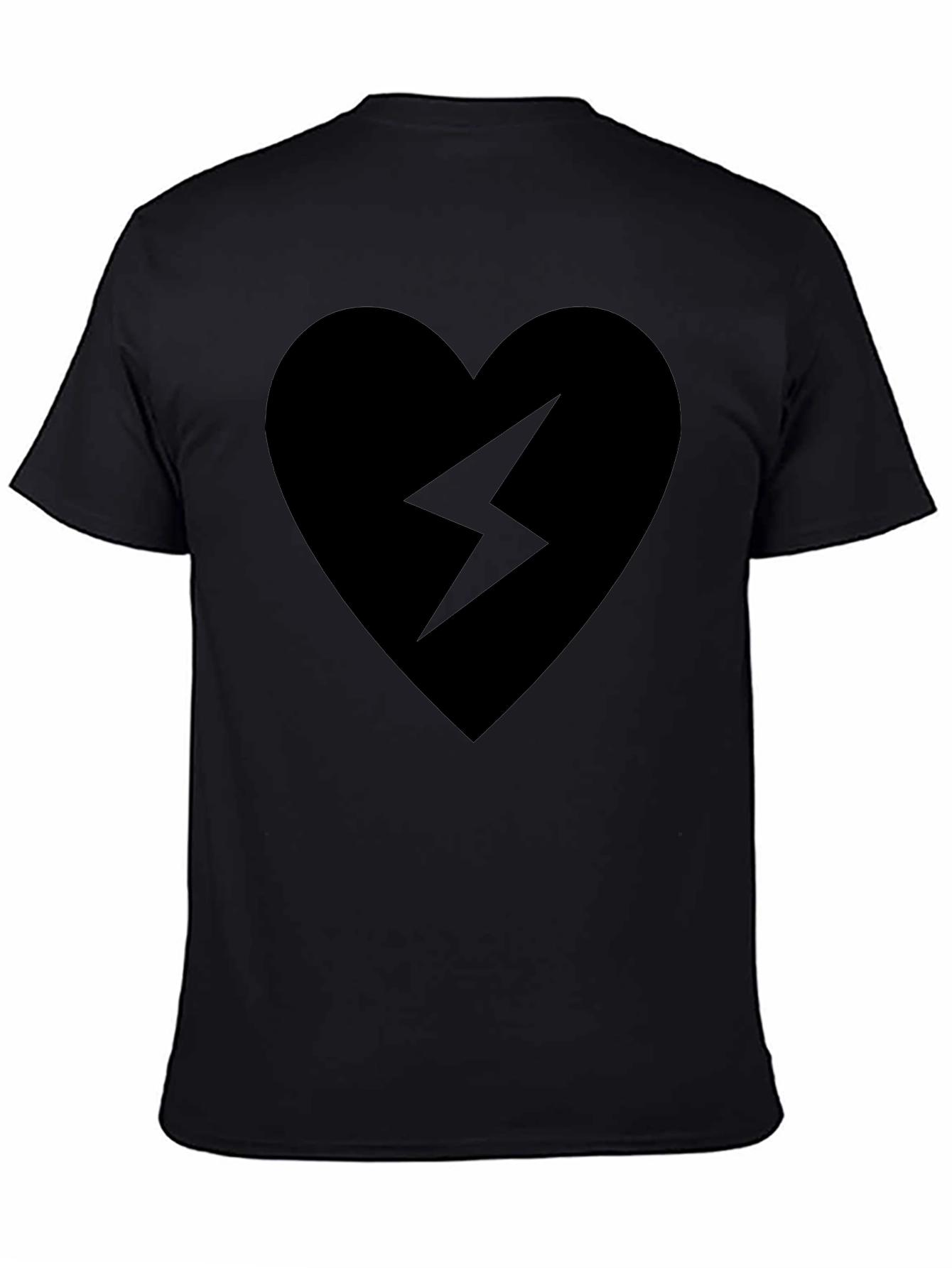 Black Heart Lightning Bolt Graphic T-Shirt